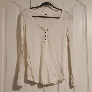 Free People White long sleeve crochet detail M